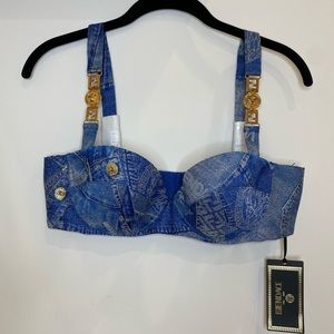 Fendace denim patchwork Bralette 36C